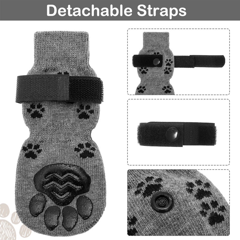 寵物室內棉襪子4只裝 透氣防滑防掉設計大中型犬金毛防刮花襪腳套