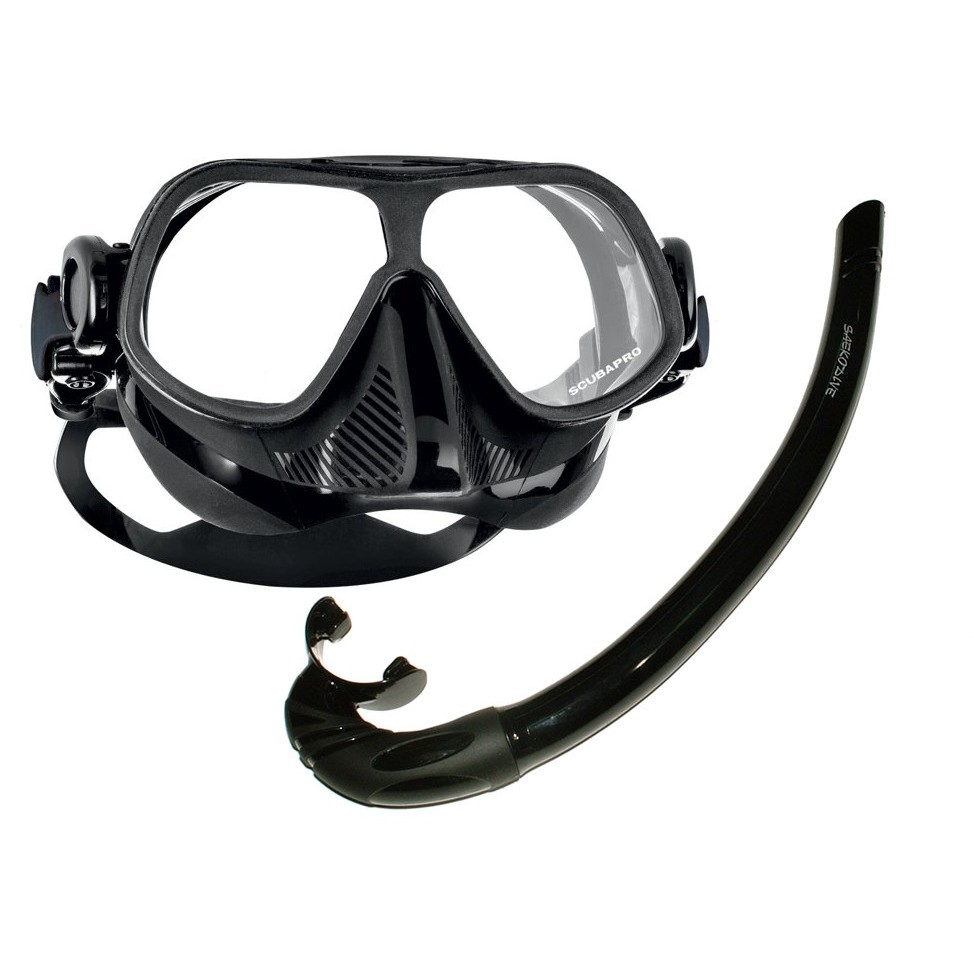 Waterpro官方旗艦店 自潛套裝組合 Scubapro低容積面鏡 Sakeodive濕式呼吸管黑色 蝦皮購物