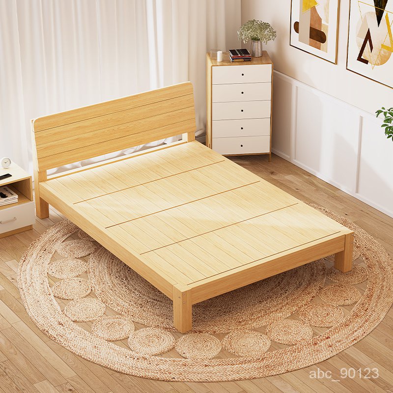 床架單人加大 實木床北歐現代簡約1.8米雙人床主臥大床齣租房傢用簡易單人床架