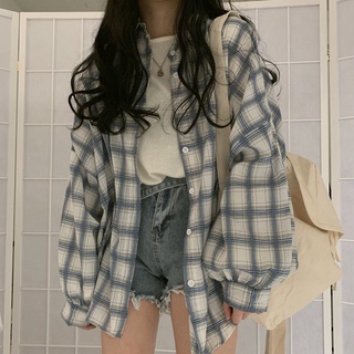 Mili🇰🇷最經典的學院風格子襯衫🔥韓國寬鬆中長版復古百搭長袖罩衫/薄外套