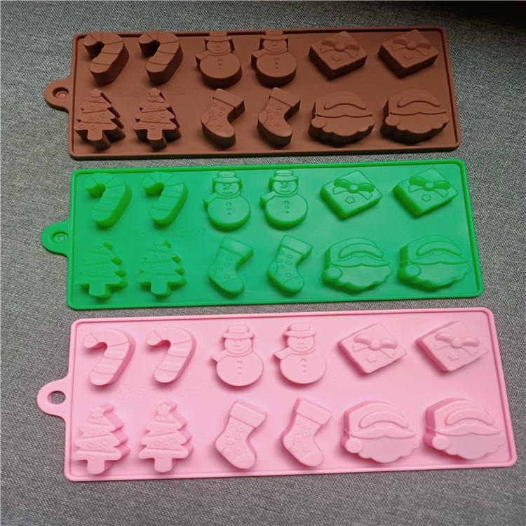 台灣出貨 現貨食品級矽膠蛋糕模具 聖誕樹魔杖襪子自製DIY果凍餅乾巧克力布丁模（协)