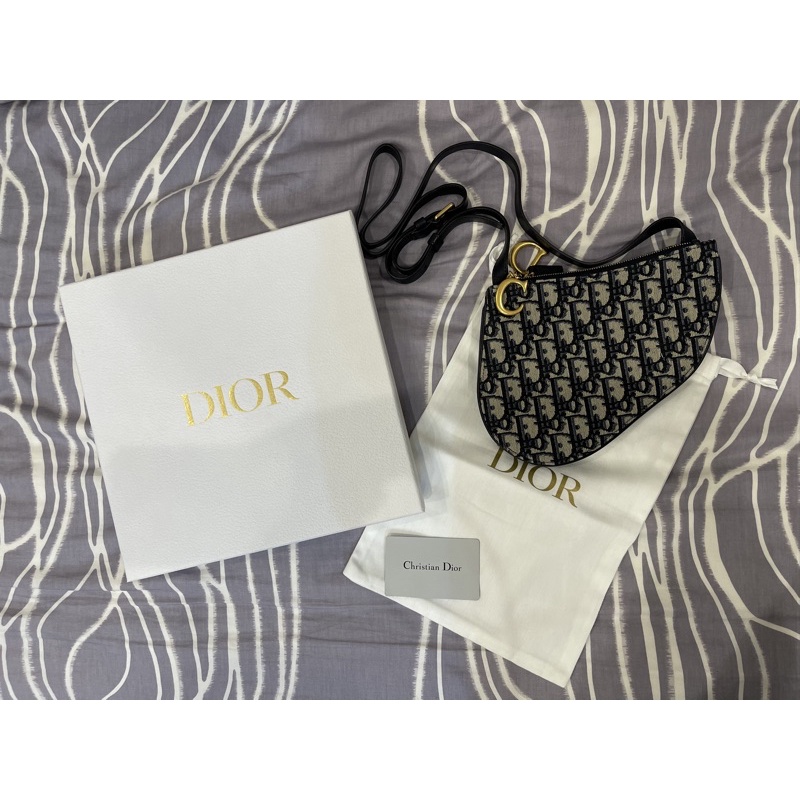 保證正品 二手99新Christian Dior 絕版老花SADDLE馬鞍 三層包