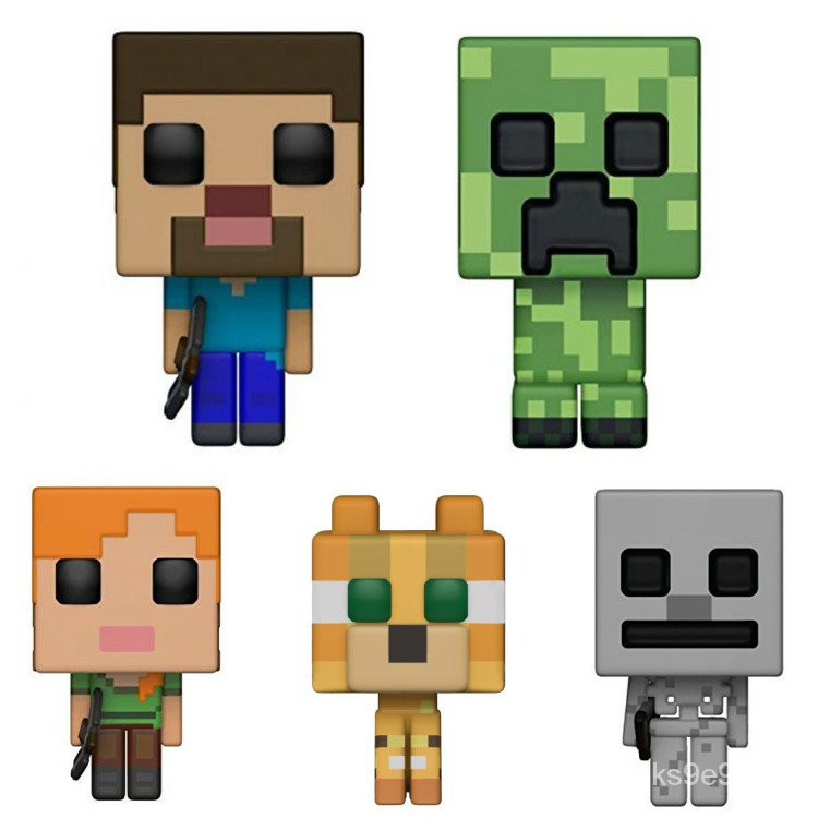 Minecraft我的世界funko Pop收藏玩偶方頭像素玩具模型手辦公仔v5js 蝦皮購物