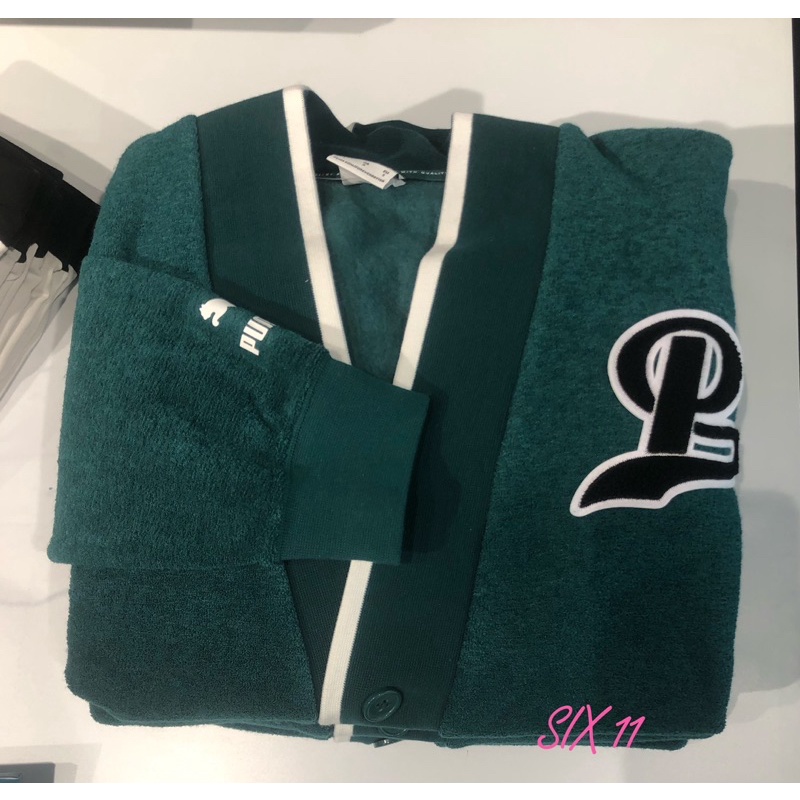 @SIX@PUMA 流行系列 Puma T 毛絨開襟衫 男女款 蔡依林著 綠白 538902-24 黑綠 01