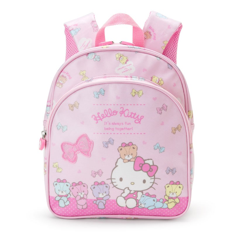 哇哈哈日本代購 現貨 三麗鷗 Hello Kitty 凱蒂貓 熊熊們粉紅防水布 兒童後背包