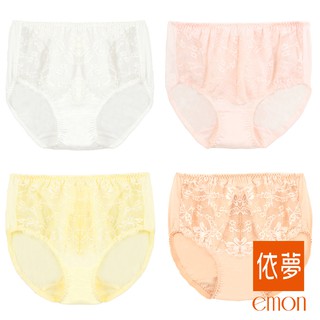 emon 花朵蕾絲成熟舒棉高腰三角褲 臺灣製