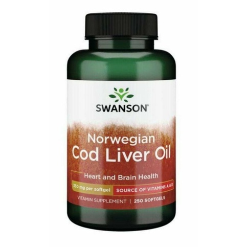 【美國原裝預購】Swanson Cod Liver Oil 挪威鱈魚肝油 350mg 250粒顆軟膠囊