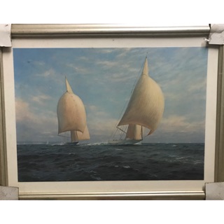 藝術品 油畫 掛畫 壁畫 老畫 帆船海洋