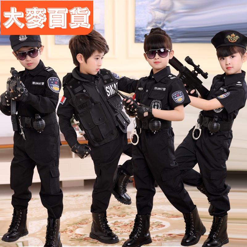 ✨台灣出貨✨小孩特警衣服 兒童警官服裝 警男警裝公安制服 警察童裝軍裝黑貓警長🌈品質優選🌈