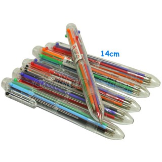 寶貝玩具屋☆【文具】超可愛透明筆桿繽紛6色原子筆(透明6合1原子筆)彩色原子筆1入