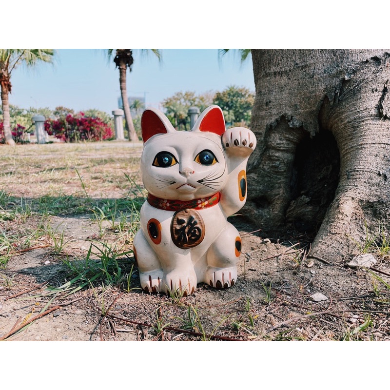 《老·私敧》老物 舊貨 日本 25cm 招財貓 貼鑽 古道具 deco
