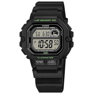 CASIO / 卡西歐 跑步記憶 計時 防水 電子數位 橡膠手錶 黑色 / WS-1400H-1A / 42mm