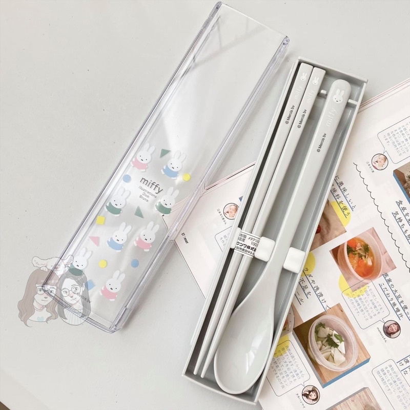 日本製 米菲兔 餐具組 筷子 湯匙 粉嫩 彩色 日本代購 MIFFY 辦公室 環保餐具