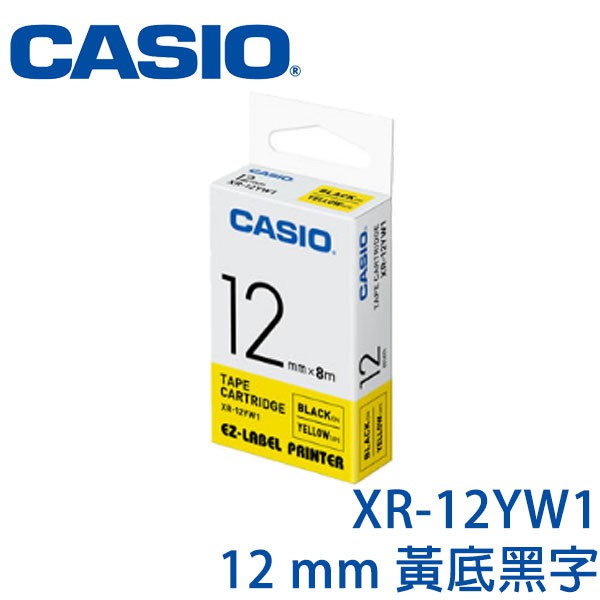【3CTOWN】含稅開發票 CASIO卡西歐 12mm XR-12YW1 黃底黑字 原廠標籤機色帶