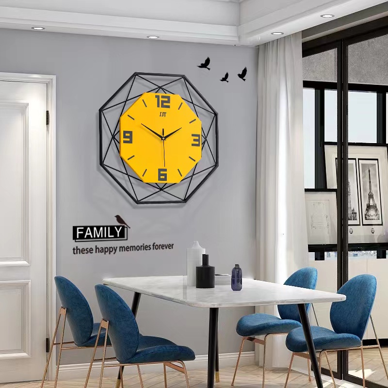 【保固1年】北歐創意掛鐘 居家裝飾 木質掛鐘 靜音時鐘 掛鐘客廳創意時鐘家用臥室金屬裝飾石英鐘 餐廳裝飾