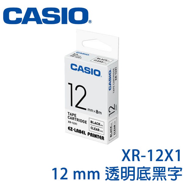 【3CTOWN】含稅 CASIO卡西歐 12mm XR-12X1 透明底黑字 原廠標籤機色帶