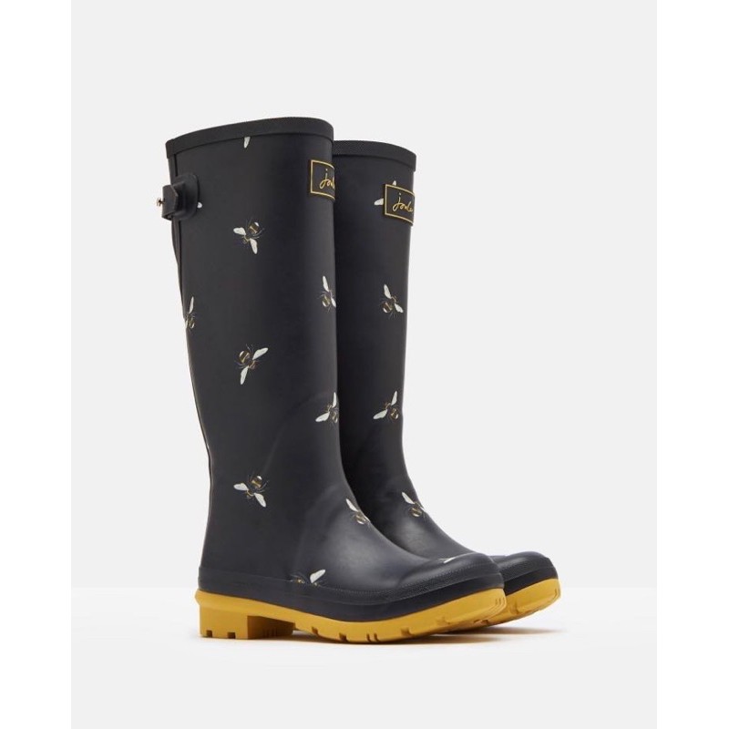 Miolla 英國品牌 Joules 黑底色可愛蜜蜂高筒雨靴/雨鞋