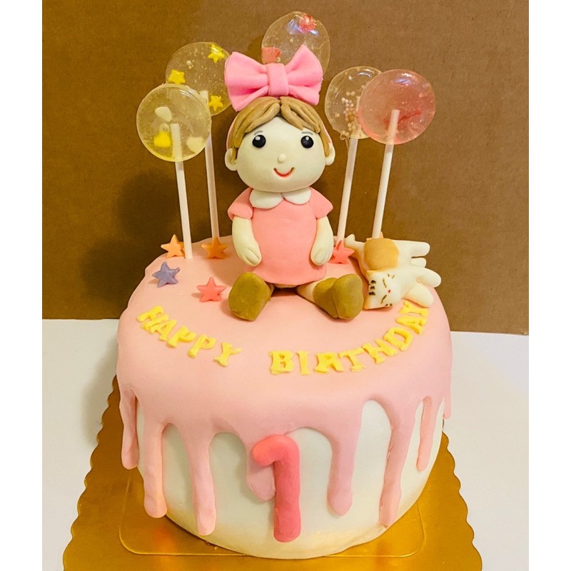 寇比造型蛋糕 水晶糖 珍珠棒棒糖 造型蛋糕 女寶寶 史努比 貓 翻糖蛋糕 週歲蛋糕