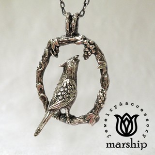 Marship 日本銀飾品牌 葡萄與鸚鵡項鍊 925純銀 古董銀款