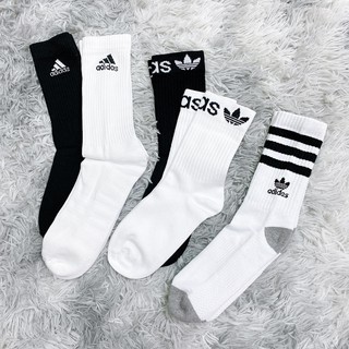 ADIDAS 3S PER CR HC LOGO SOCKS 黑 白 基本款 高筒襪 男女 AA2301 DOT聚點