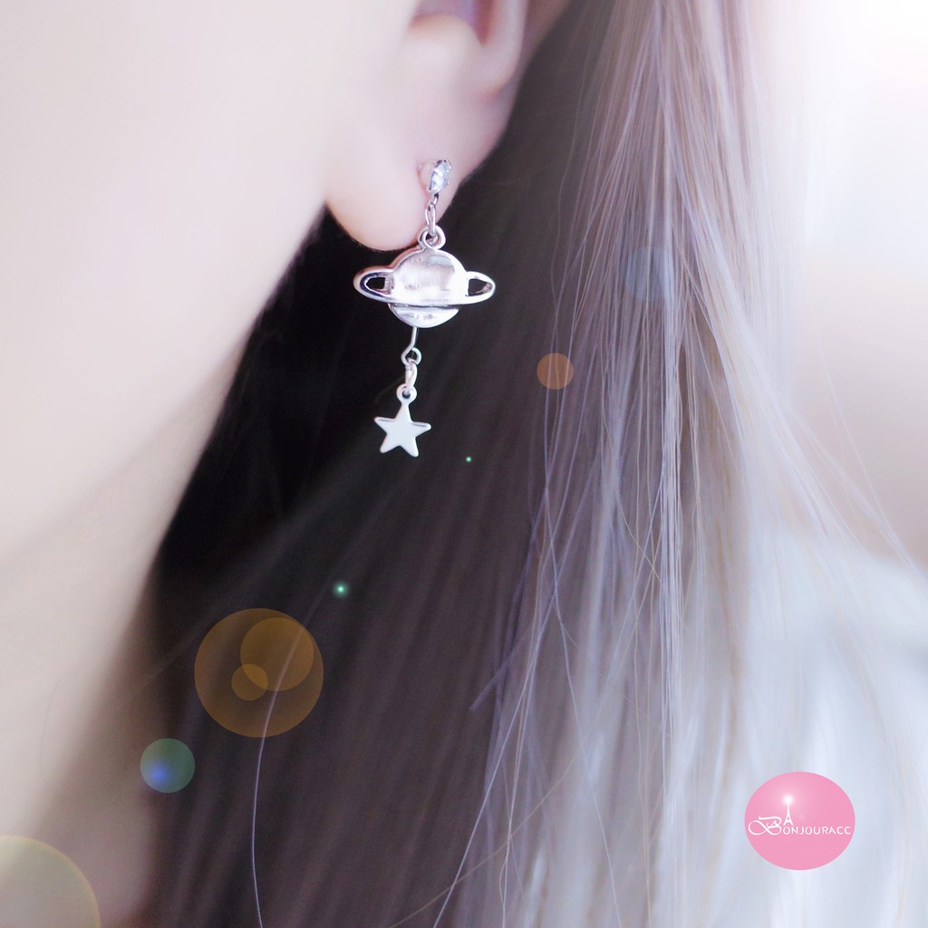 韓國 小星行星造型 耳環 夾式 針式 台灣現貨【Bonjouracc】