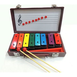 [旺旺樂器] 奧福彩色 8音 音磚琴 紅色國際標準鍵 台灣製造 紅色木盒