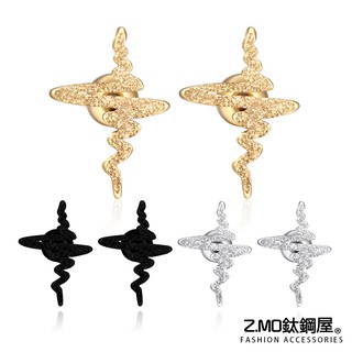 Z.MO鈦鋼屋 女性耳環 白鋼耳環 砂面心跳耳環 三色款白鋼耳環 簡約線條 時尚設計 心電線條【ECS095】