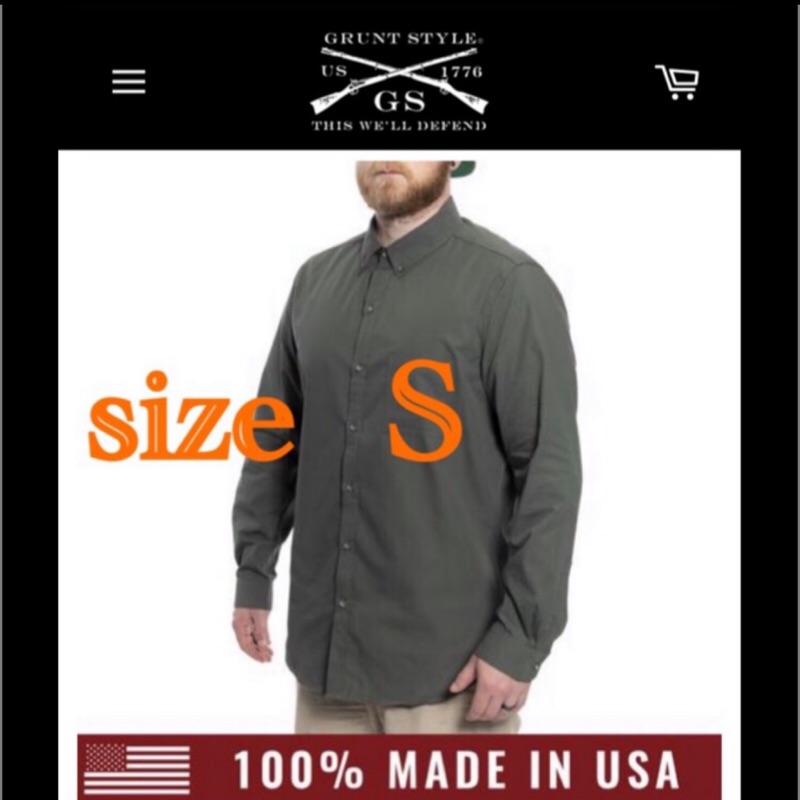🇺🇸 美國品牌 Grunt Style 長袖襯衫 （灰綠色）尺寸S 全新品             （非 美軍公發）