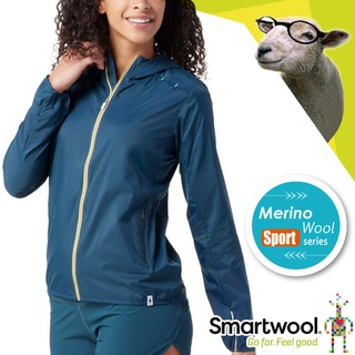 【美國SmartWool】女款 Merino Sport輕量休閒運動連帽外套.風衣/適登山健行/SW016602 暮光藍