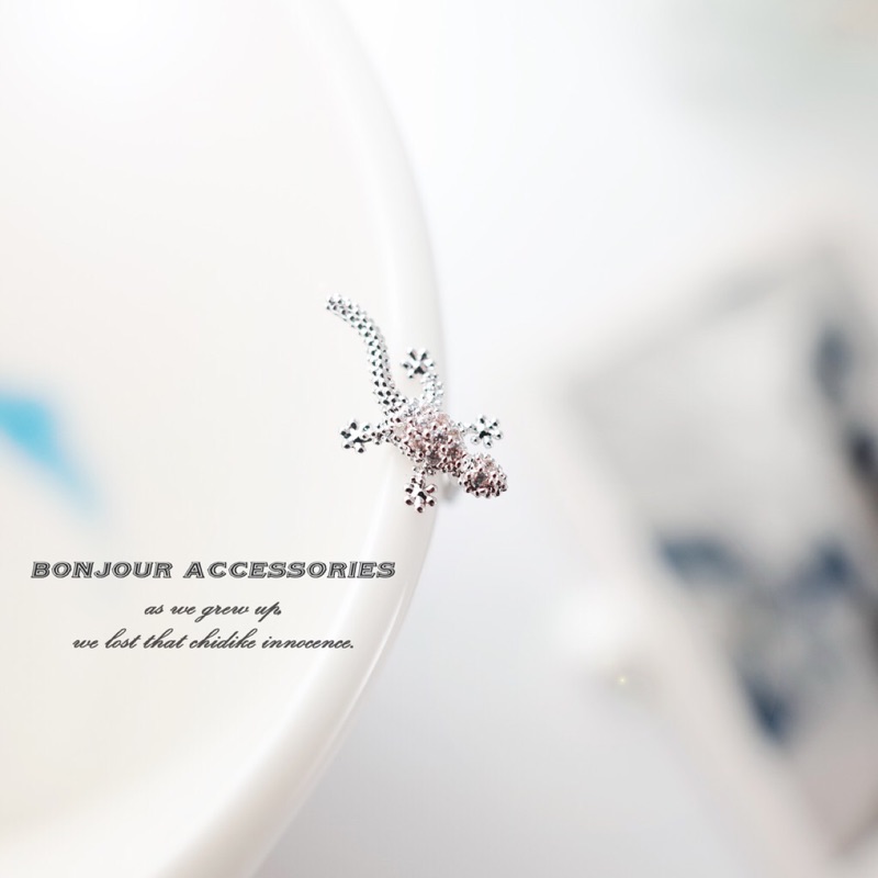 韓國316L鋼 壁虎 造型耳環 鋼針耳環 轉珠 耳環【Bonjouracc】
