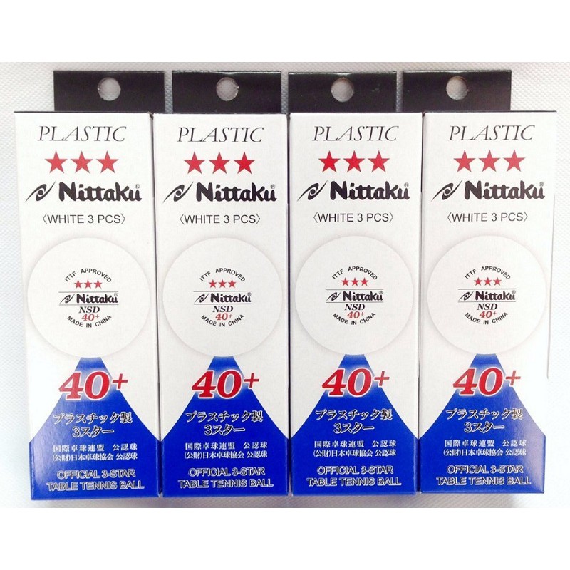 [ 新宇成 ] Nittaku 40+ NSD 三星塑料桌球 白色 4小盒 (即 1打 ) -全新, 公司貨