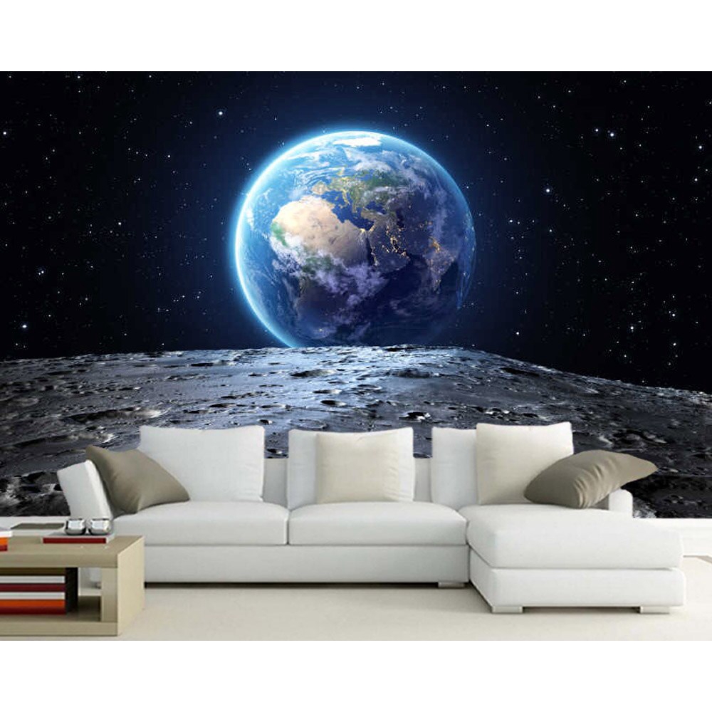 定制壁紙貼紙,地球從月亮表面看到 3d 壁紙壁畫,客廳沙發電視牆臥室牆紙家居裝飾
