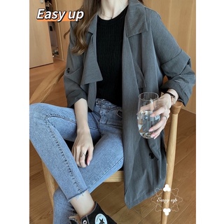 免運現貨【Easy up】韓系 女生 風衣 外套 大衣 中長款 有加大尺碼 棉花糖女孩 薄款 長袖外套 西裝外套 C3