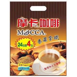 摩卡咖啡 香濃拿鐵風味 4合1隨身包 15g (24+4包)/袋【康鄰超市】