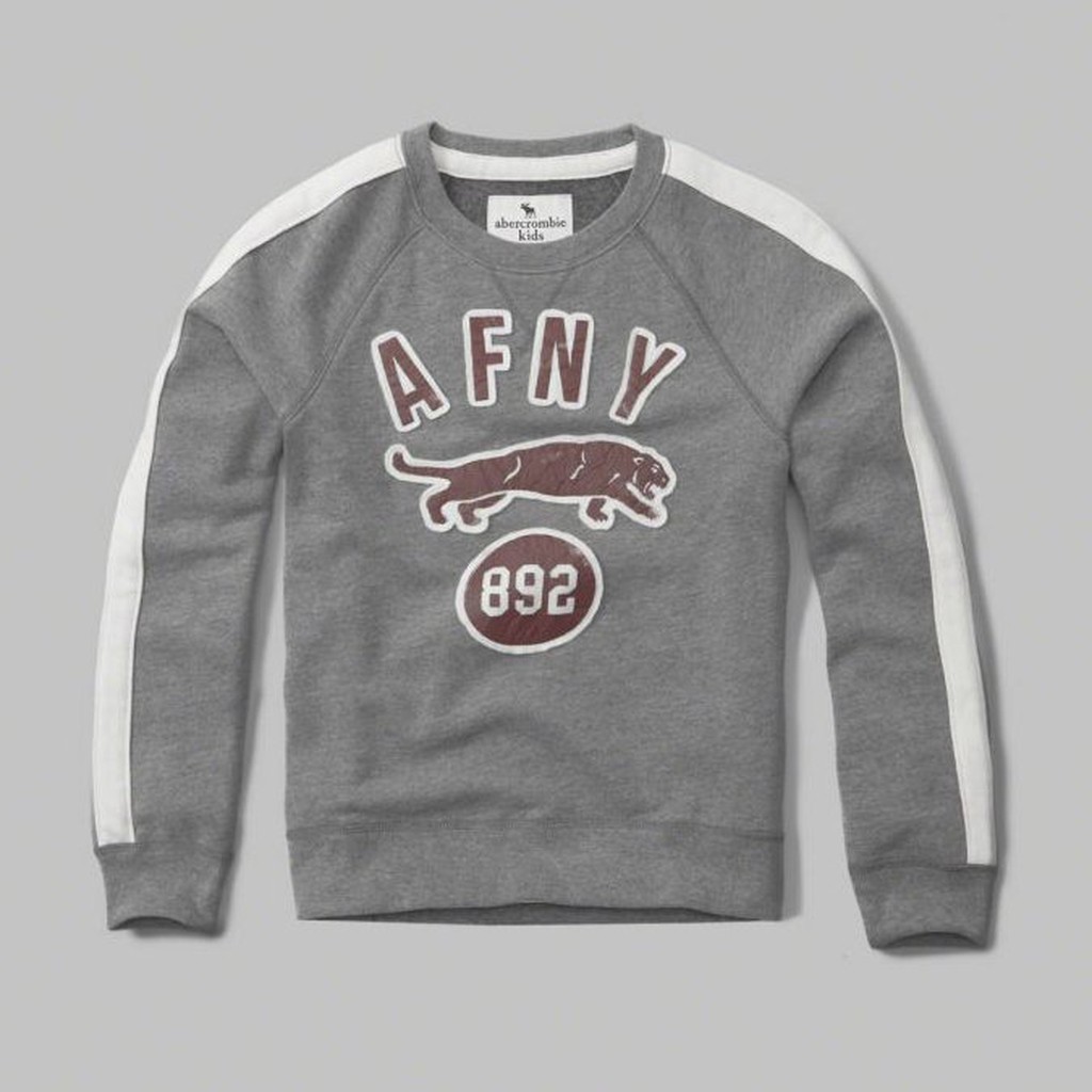 美國百分百【Abercrombie &amp; Fitch】T恤 AF 長袖 T-shirt 大學T 麋鹿 灰色 XS H360