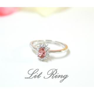 【Lit Ring】粉紅碧璽純銀戒指。品牌設計 復古輕奢珠寶 925銀 天然石 寶石 粉橘電氣石 戒指 飾品 禮物 首飾