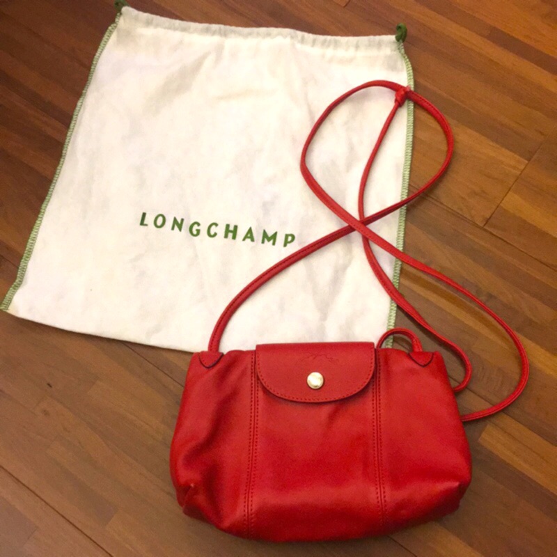 全新法國帶回Longchamp 小羊皮紅色郵差包 保證正品 摩洛哥製《降價出售》