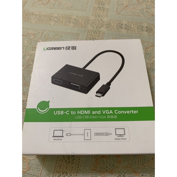 綠聯 USB Type-C轉HDMI/VGA轉換器 黑色  4K/1080P