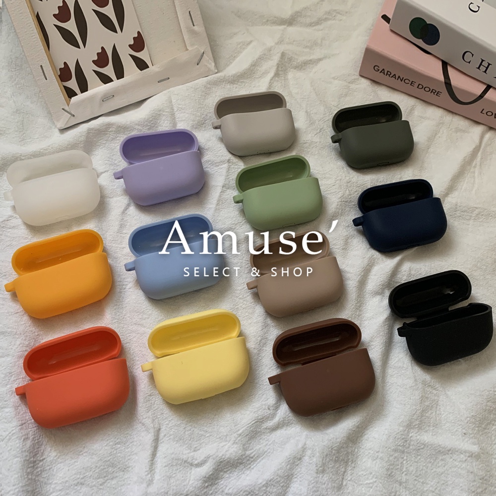 Amuse'｜a002 AirPods pro 厚款純色素面磨砂保護套  可客製化 ‧ 帶防塵塞/附掛鈎