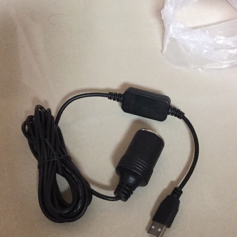 汽車貨車卡車遊覽車點煙器插頭USB5V轉12V升壓器行動電源衛星導航。插行動電源行車紀錄器不斷電持續錄影不間斷加長3米線