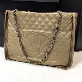二手旗艦 CHANEL 香奈兒 金色 菱格紋 雙C大LOGO 皮穿練 雙肩包 肩揹包(中友店) 07506