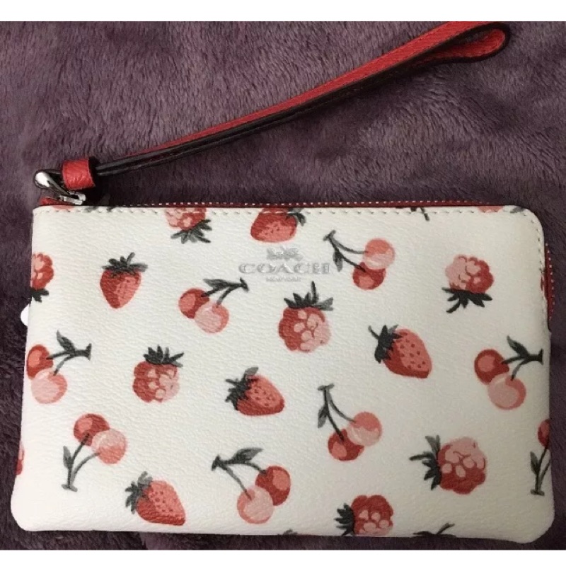 Coach 草莓 櫻桃 紅色 小手拿 手拿包 單層小手拿