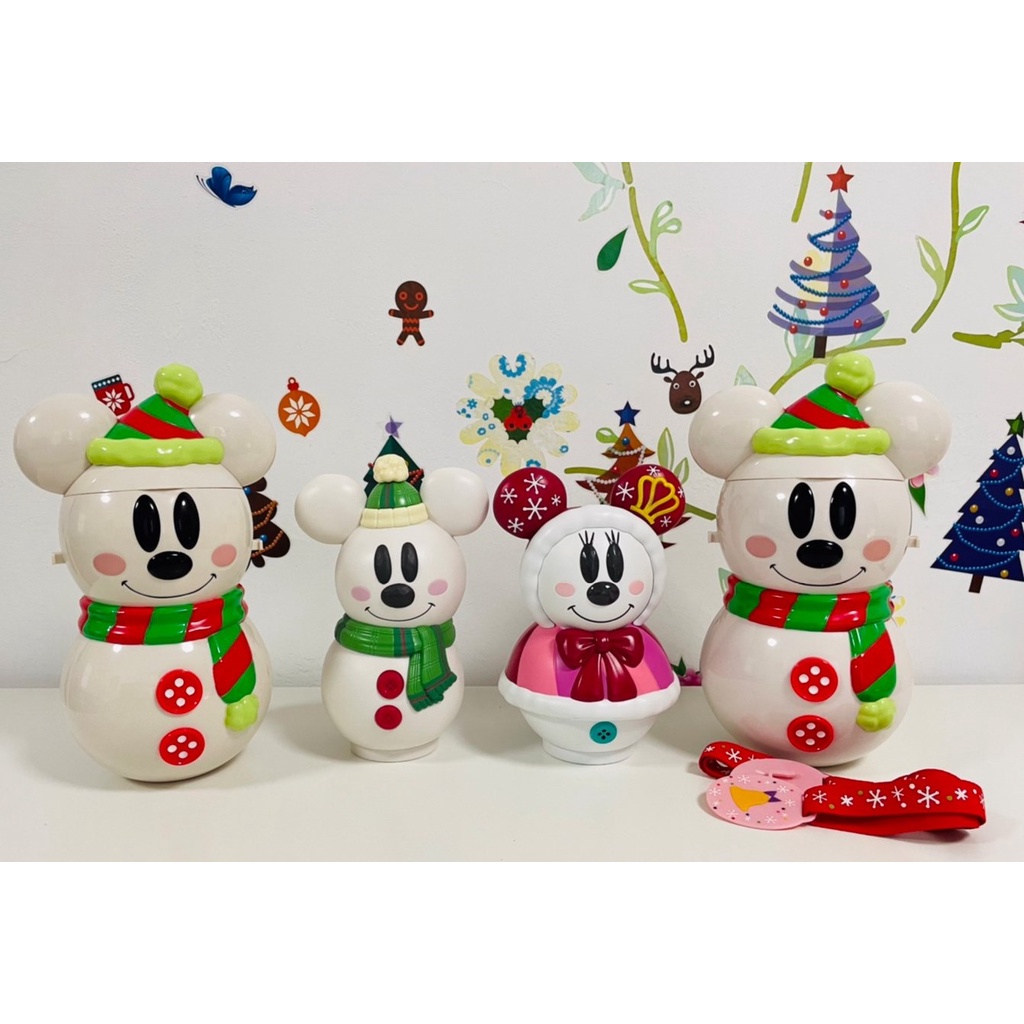迪士尼 造型 爆米花桶 聖誕節 雪人 SNOW 米奇 米妮 糖果盒 日本 東京 樂園 絕版 爆米花筒 收納盒
