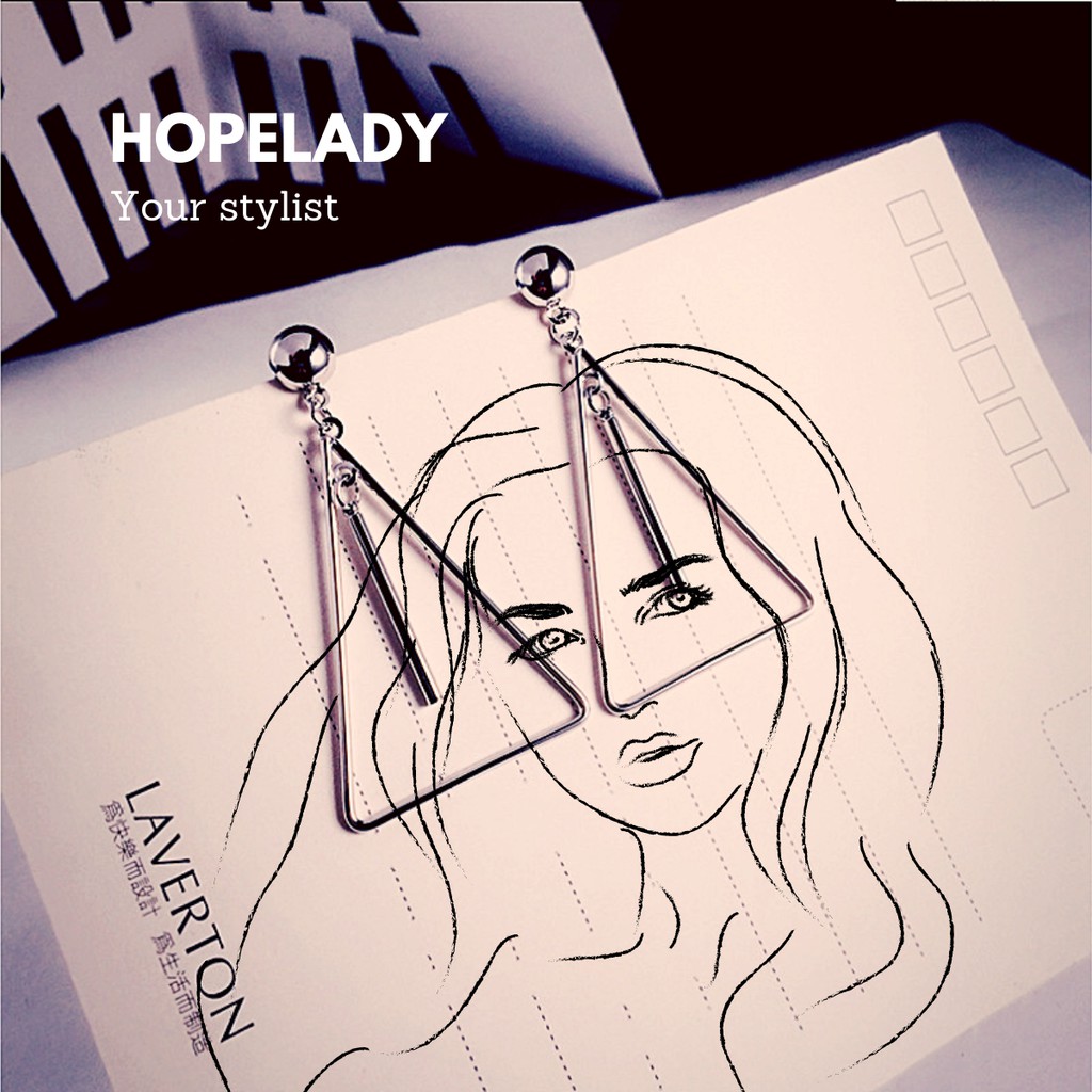 鏤空銀色大三角 金屬直條 低調又不失個性的存在感長垂墜長耳環 蝦皮購物