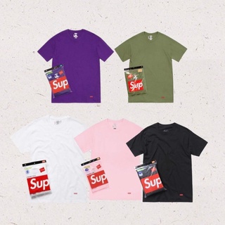 【日貨代購CITY】Supreme Hanes tagless 素T 黑 白 紫 粉 灰 單件 軍綠 棋盤格 樹紋