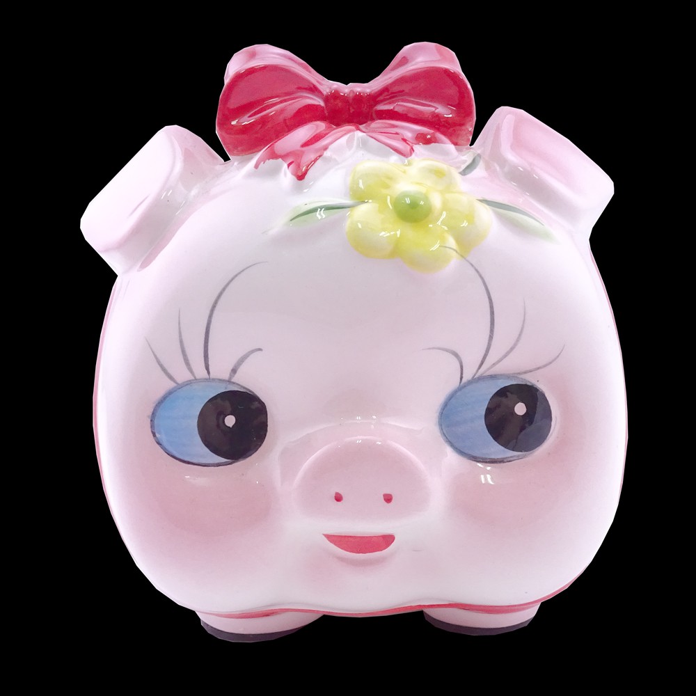 可愛小豬豬公存錢筒撲滿 小花豬撲滿
