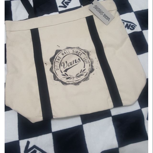 Vans tote bag 米白帆布拖特包