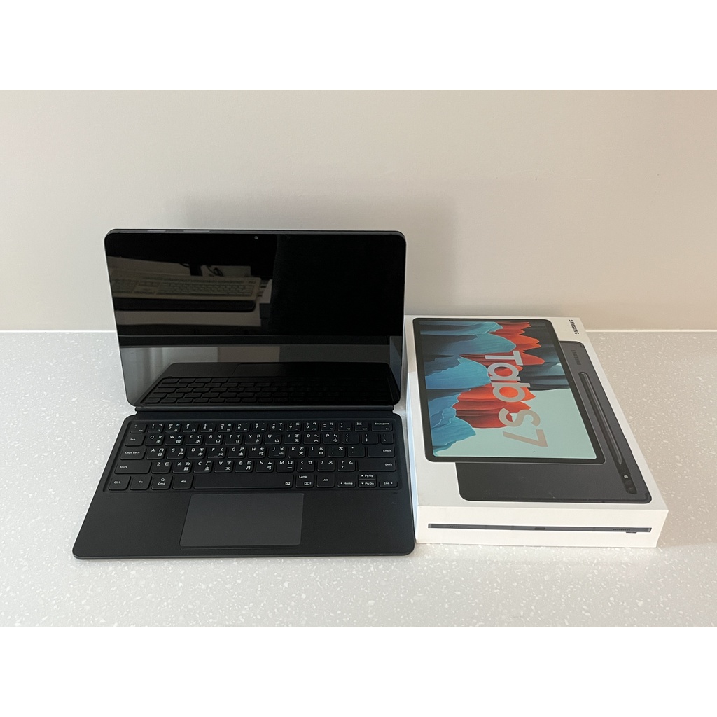 三星 Galaxy Tab S7 WIFI (T870) 11吋平板電腦- (128G) 含筆、書本式鍵盤皮套、鍵盤。