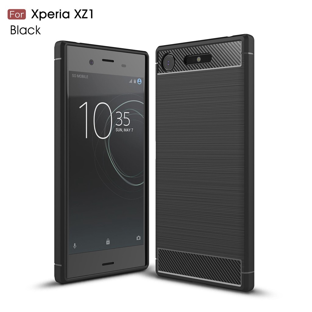 適用於索尼 Xperia XZ1 手機殼碳纖維防震手機殼軟矽膠防震手機殼適用於索尼 XZ1 TPU 防摔保護套