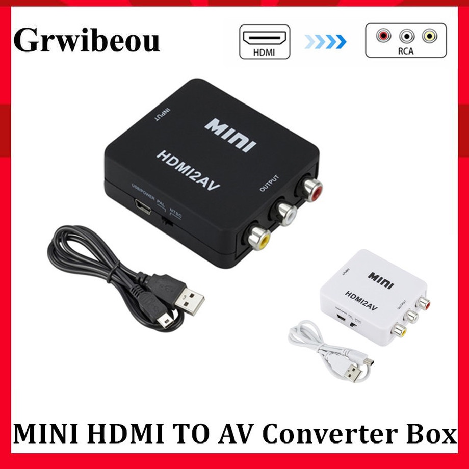 Grwibeou HDMI to AV 縮放器適配器高清視頻轉換器盒 HDMI 到 RCA AV/CVSB L/R 視頻